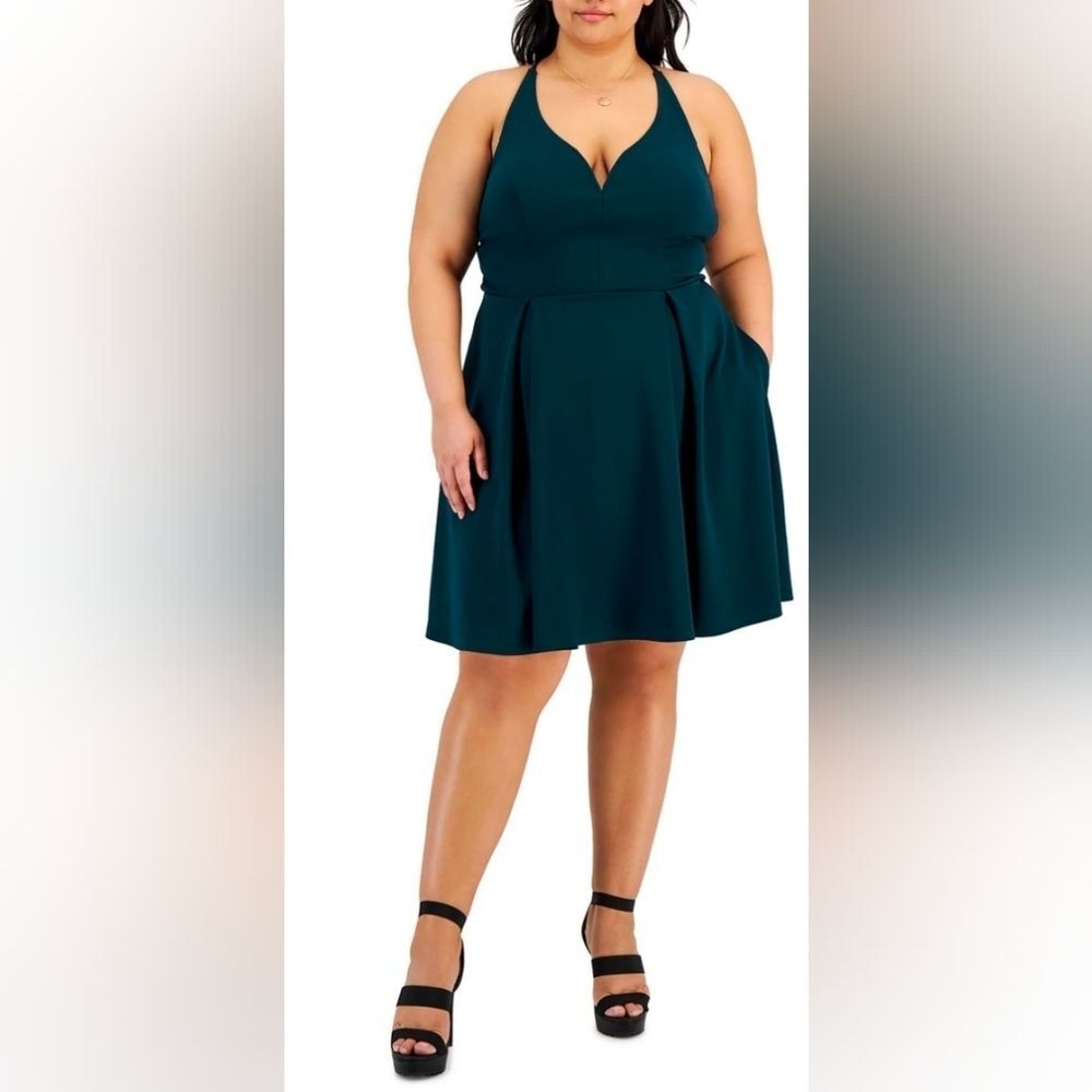NWT City Studio Skater Mesh Corset Back Mini Dress Plus Size 24W - Picture 8 of 8